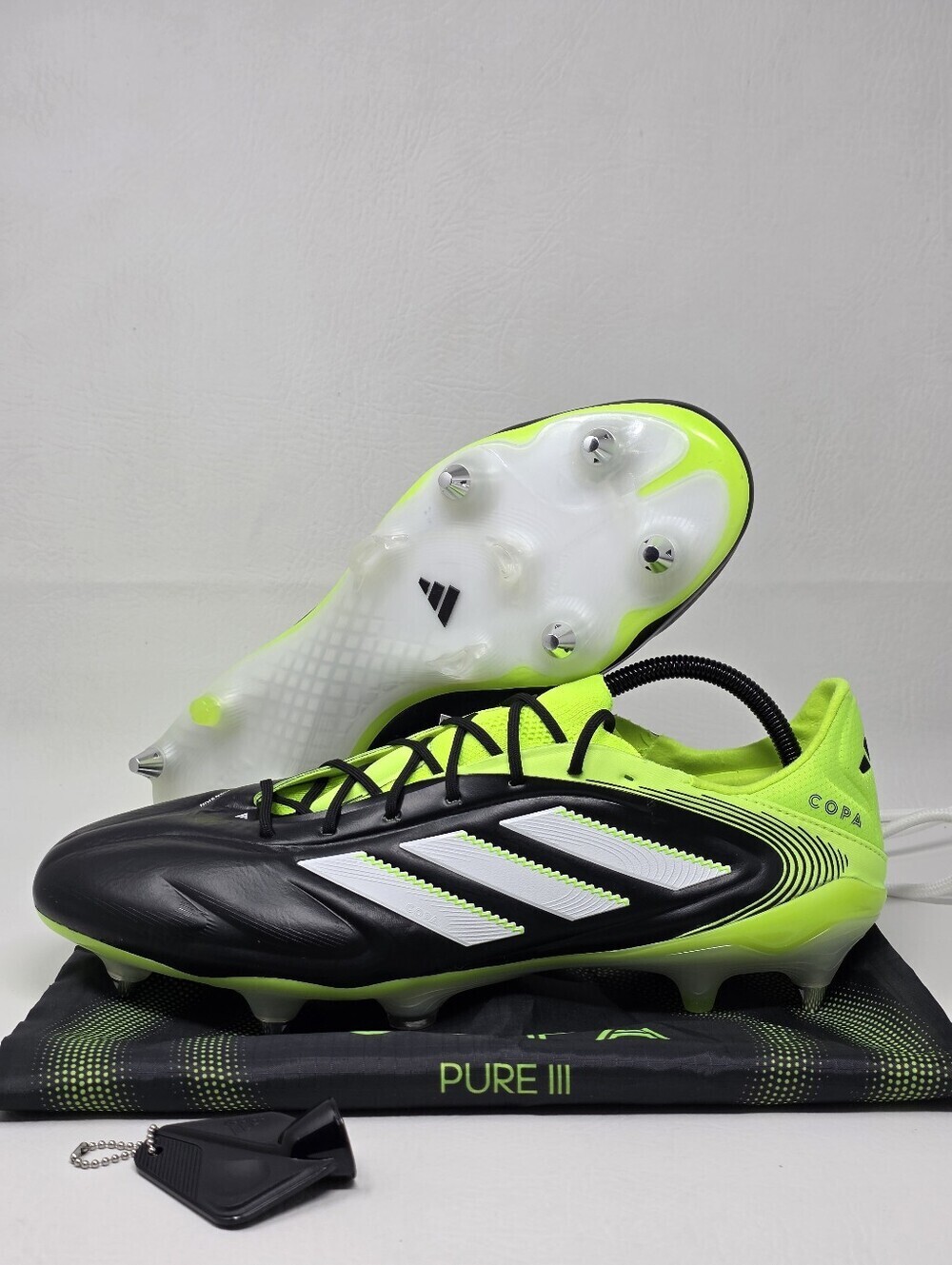 Adidas Copa Pure 3 Elite SG Core Black Lucid Lemon Cleats JR2822 Men's Size 13